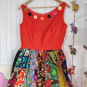 Vintage Handmade Patchwork + Button Dress